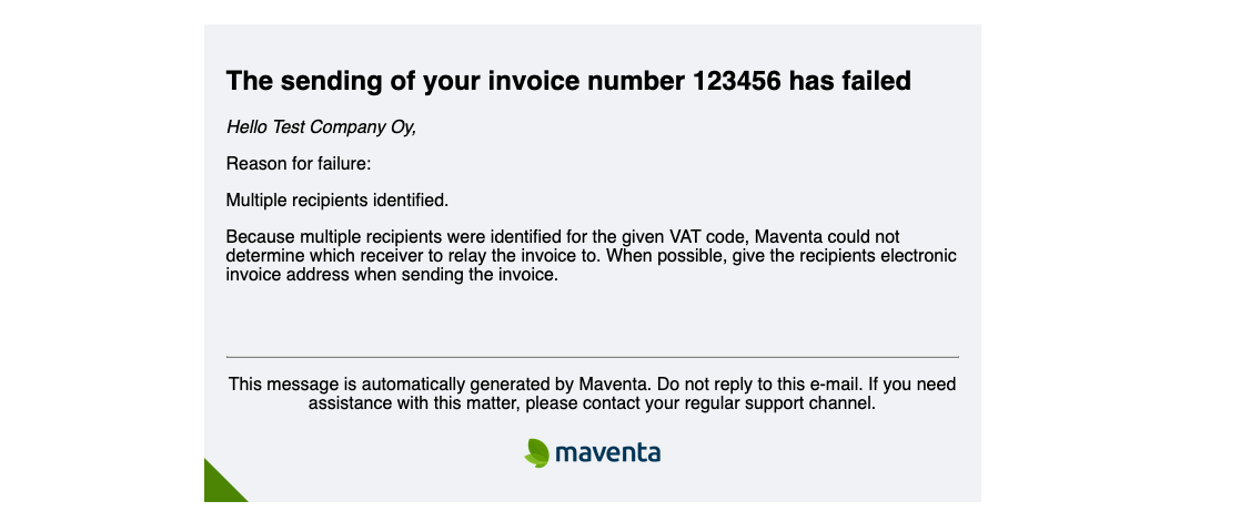 New failed invoice email layout